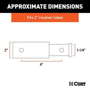 CURT 45770 Trailer Hitch Receiver Adapter Reducer, 2 to 1-1/4-Inch, 4-In Extension, 3,500 lbs , Black