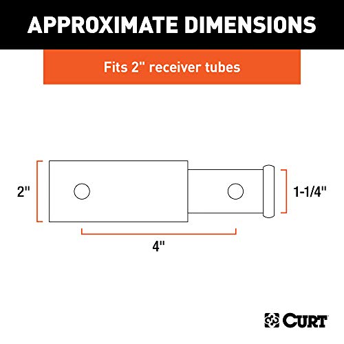 CURT 45770 Trailer Hitch Receiver Adapter Reducer, 2 to 1-1/4-Inch, 4-In Extension, 3,500 lbs , Black