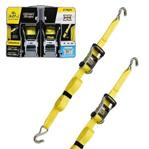 smartstraps 14’ ratchet straps, 2 pack –5,000lbs break strength, 1,667lbs safe work load –commercial tie down straps for heavy duty cargo, haul equipment and vehicles