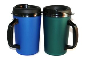 2 thermoserv foam insulated coffee mug 20 oz w/lids (1)blue & (1) green