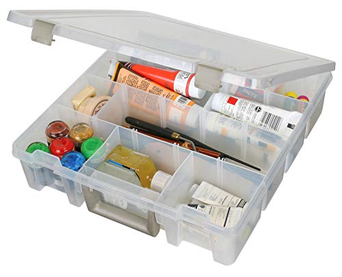 ArtBin 9007AB Super Satchel with Removable Dividers, Portable Art & Craft Organizer with Handle, [1] Plastic Storage Case, Clear