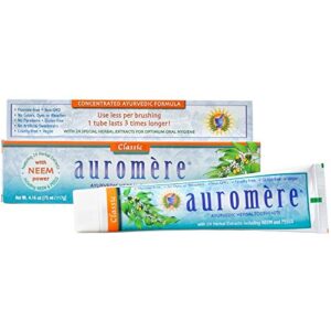 auromere ayurvedic herbal toothpaste, classic licorice flavour – vegan, natural, non gmo, fluoride free, gluten free, with neem & peelu (4.16 oz), 1 pack