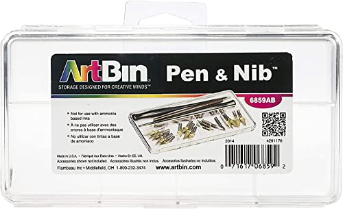 ArtBin 6859AB Pen and Nib Box, Art & Calligraphy Organizer, [1] Plastic Storage Box, Clear