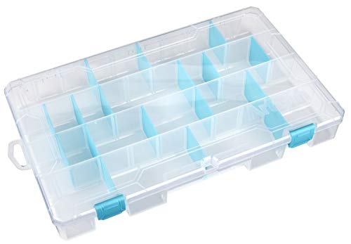 ArtBin 6857AG Large Anti-Tarnish Box with Removable Dividers, Jewelry & Craft Organizer with Anti-Tarnish Technology, [1] Plastic Storage Case, Clear with Aqua Accents