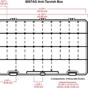 ArtBin 6857AG Large Anti-Tarnish Box with Removable Dividers, Jewelry & Craft Organizer with Anti-Tarnish Technology, [1] Plastic Storage Case, Clear with Aqua Accents