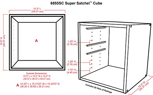 ArtBin 6855SC Super Satchel Cube - 15.5 x 16.75 x 15.625 in. Arts and Crafts Supply Storage with Pre-Drilled Holes, 6 Rail Set, Customizable, White