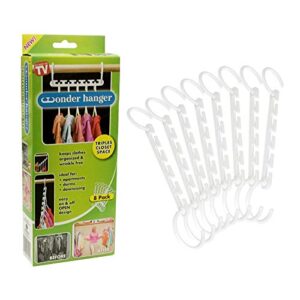 wonder hanger – pack of 8 in white, magical cascading hangers, space saving solution for your closet