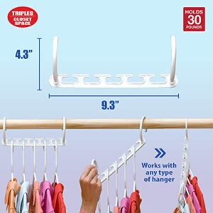 Wonder Hanger – Pack of 8 in White, Magical Cascading Hangers, Space Saving Solution for Your Closet