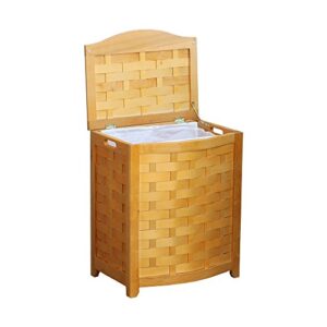 Oceanstar BHV0100N Bowed Front Veneer Laundry Wood Hamper, Natural Finished