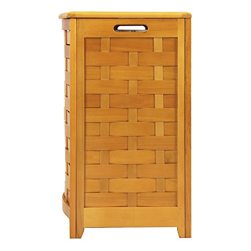 Oceanstar BHV0100N Bowed Front Veneer Laundry Wood Hamper, Natural Finished