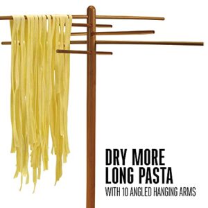 Weston Bamboo Pasta Drying Rack (53-0201), 10 Drying Arms, 16" Tall, 14" Wide, Stores Flat