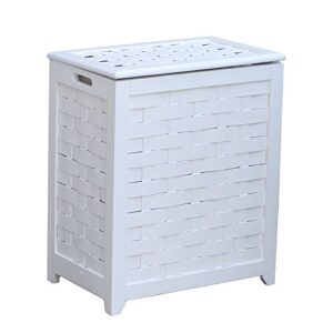 oceanstar rhv0103w rectangular veneer laundry wood hamper, white finished