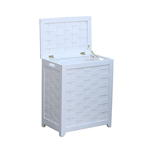 Oceanstar RHV0103W Rectangular Veneer Laundry Wood Hamper, White Finished