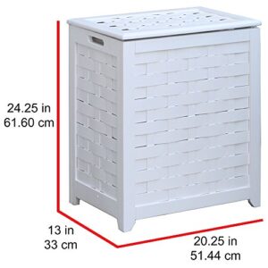 Oceanstar RHV0103W Rectangular Veneer Laundry Wood Hamper, White Finished