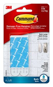 command bath large water-resistant adhesive refill strips, 4-large strips, re-hang large bath hooks or caddies