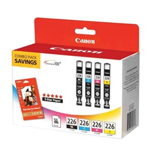 canon cli226 color pack with photo paper 50 sheets compatible to ip4820, mg5220, mg5120, mg6120, mg8120, mx882, ix6520, ip4920, mg5320, mg6220, mg8220, mx892
