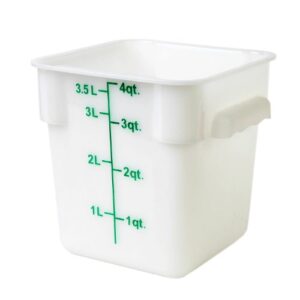 excellante 4-quart polypropylene square food storage containers, white