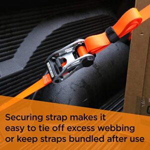 SmartStraps 14’ Premium Ratchet Straps, 4 Pack – 3,000lbs Break Strength, 1,000lbs Safe Work Load – Haul Heavy-Duty Loads Such As Boats and Appliances