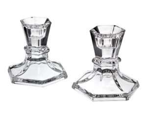 godinger silver art set of 2 hexagon crystal candle stick holders