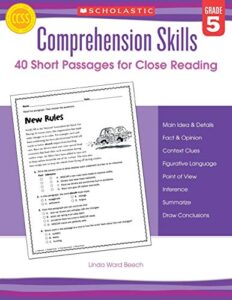 scholastic teaching resources sc-546056 comprehension skills gr 5 40 short passages for close reading