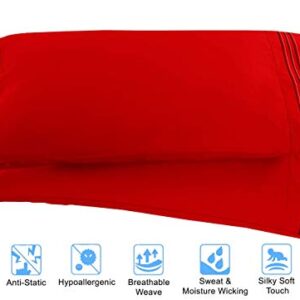 Elegant Comfort Luxury Wrinkle,Fade and Stain Resistant 1500 Thread Count Egyptian Quality 4-Piece Bed Sheet Set, Deep Pocket, , Queen Size , Red