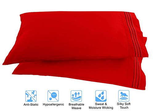 Elegant Comfort Luxury Wrinkle,Fade and Stain Resistant 1500 Thread Count Egyptian Quality 4-Piece Bed Sheet Set, Deep Pocket, , Queen Size , Red