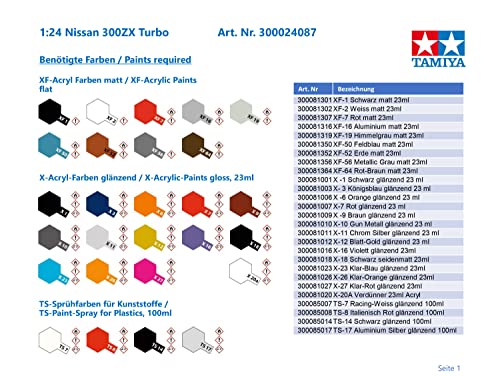 TAMIYA Nissan 300zx Turbo 1/24 Scale Model Kit 24087