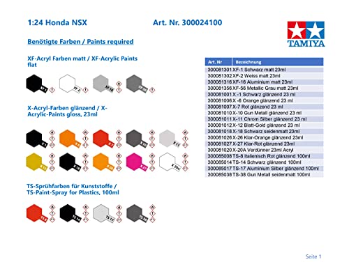 TAMIYA USA TAM24100 1:24 Honda NSX Scale Model Kit