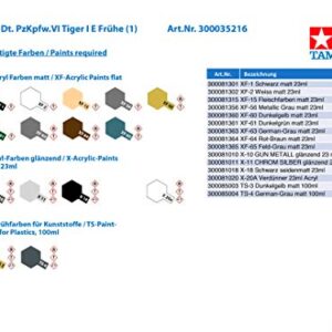 TAMIYA 35216 1/35 Ger. Tiger I Early Production Tank Plastic Model Kit