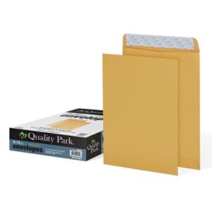 quality park 9″ x 12″ self-seal catalog envelopes, for mailing, organizing and storage, brown kraft, heavy 28-lb paper, 100 per box (qua44562)