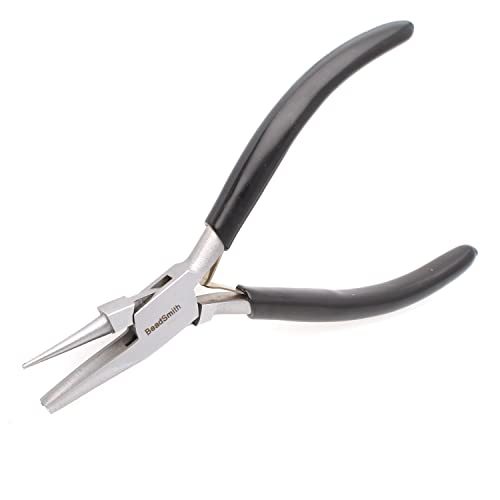 The Beadsmith Concave (Hollow)/Round Nose Piers – Wire Looping and Wire Bending Plier – 5 inches (127mm) – Steel Head & Double Leaf Springs – European Design & Quality – Tool for Jewelry Making