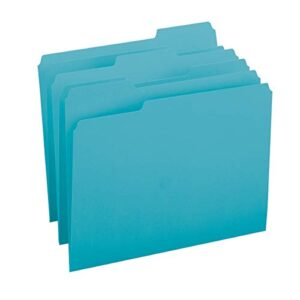 smead colored file folder, 1/3-cut tab, letter size, teal, 100 per box (13143)