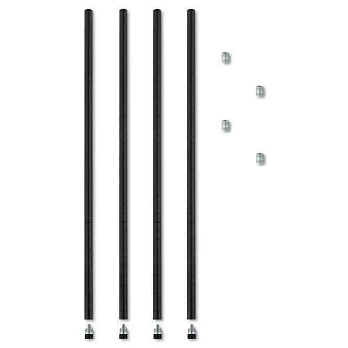 Alera SW59PO36BL Stackable Posts for Wire Shelving, 36-Inch High, Black, 4/Pack