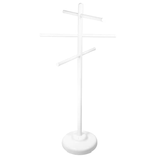 HYDROTOOLS BY SWIMLINE 89032 Free Standing Poolside Adjustable-Towel Rack With Water Weighted Base Three Arms Tier For Outdoors & Indoors Pool Patio Bathroom Poolside Accessory Holder Bar Drying-Stand