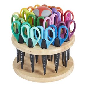 ecr4kids kraft edgers with rotating hardwood rack, decorative scissors, assorted, 18-piece