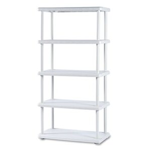 Iceberg ICE20853 Rough N Ready High Density Polyethylene Open Storage System, 36" Width x 74" Height x 18" Depth, 5 Shelves, Platinum