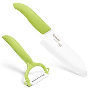 kyocera revolution ceramic knife and peeler, 5.5 inch, green