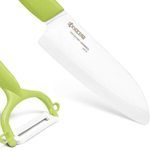 Kyocera Revolution Ceramic Knife and Peeler, 5.5 inch, Green