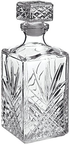 Bormioli Rocco Selecta Collection Whiskey Gift Set – Sophisticated Etched 33.75oz Decanter & 6 9.5oz Glass Tumblers With Starburst Detailing – For Whiskey, Bourbon, Scotch & Liquor