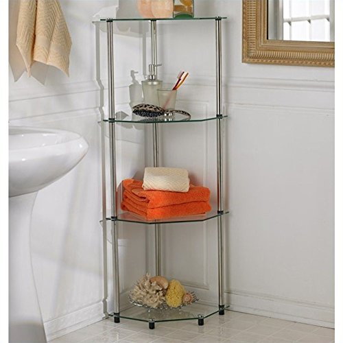 Convenience Concepts Designs2Go Classic Glass 4 Tier Corner Shelf