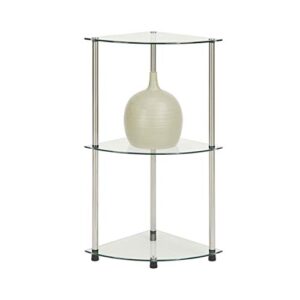 Convenience Concepts Designs2Go Classic Glass 3 Tier Corner Shelf, Glass