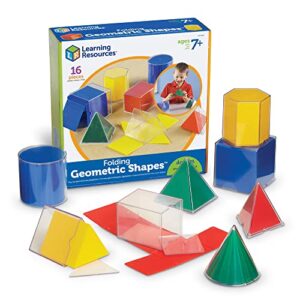 Learning Resources Folding Geometric Shapes - 16 Pieces, Ages 7+ Geometry Accessories, Teacher Aids, Math Helper, Teacher Supplies, Math Games for Kids