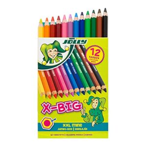 JOLLY X-Big Jumbo Colored Pencils; Set of 12, Perfect for Special Needs, Art Therapy, Pre-School and Early Learners, Multicolor (3099-0001)