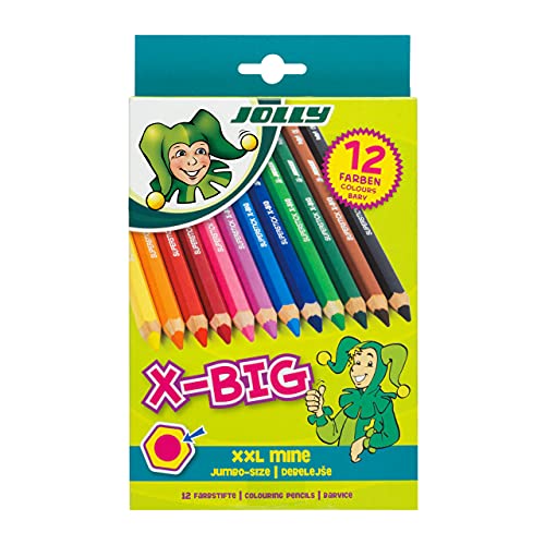 JOLLY X-Big Jumbo Colored Pencils; Set of 12, Perfect for Special Needs, Art Therapy, Pre-School and Early Learners, Multicolor (3099-0001)