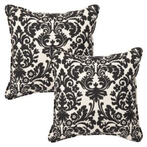 pillow perfect outdoor/indoor essence onyx throw pillows, 18.5″ x 18.5″, black, 2 count