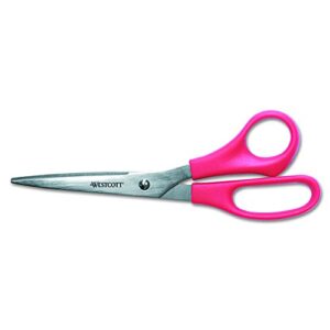 westcott 8″ all purpose value stainless steel straight scissors, red