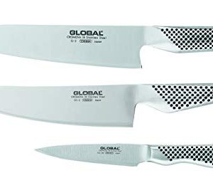 Global 3 Piece Set with Chef's, Vegetable and Paring Knife, 1 pack, Stainless Steel