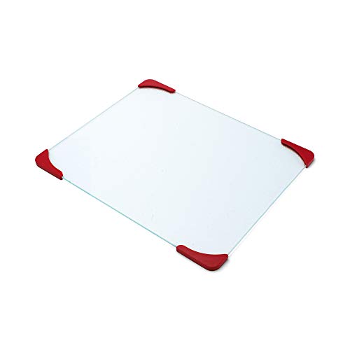 Farberware 12-by-15-Inch Glass Utility Cutting Board with Non-Slip Red Corners