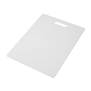 farberware large cutting board, dishwasher- safe plastic chopping board for kitchen with easy grip handle, 11-inch by 14-inch, white