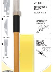 OLFA Graphic Art Knife Set (AK-4) - Precision Hobby Craft Knife Kit (1 Knife & 4 Blades) w/ Cushioned Grip, Replacement Blades: OLFA KB, KB4-F/5, KB4-NS/3, KB4-R/5, KB4-S/5, KB4-WS/3 Art Blades